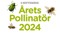 Rubriken "Årets Pollinatör 2024" i grönt med en skalbagge och ett par getingar runt om texten.